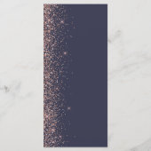 Moderne donkerblauwe Roos Gold Glitter Edge Wedden Menu (Achterkant)