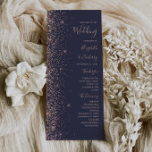 Moderne donkerblauwe Roos Gold Glitter Wedding