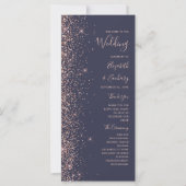 Moderne donkerblauwe Roos Gold Glitter Wedding (Voorkant)