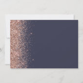 Moderne donkerblauwe Roos Gold Glitter Wedding Kaart (Achterkant)