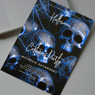Moderne Donkerblauwe schedel Gotische Halloween Pa Kaart