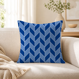 Moderne donkerblauwe visgraat chevron patroon kussen