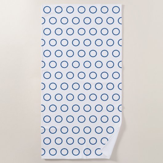 Moderne donkerblauwe witte cirkelpatroon strandlaken (Voorkant)
