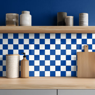 Moderne donkerblauwe witte geruite keramische Tege Tegeltje