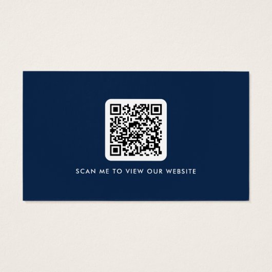 Moderne donkerblauwe witte logo QR-code visitekaar Visitekaartje (Achterkant)