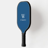 Moderne donkerblauwe & witte monogram pickleball-p pickleball paddle (Links)
