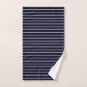 Moderne donkerblauwe zwarte strepen monogram bad handdoek (Handdoek)