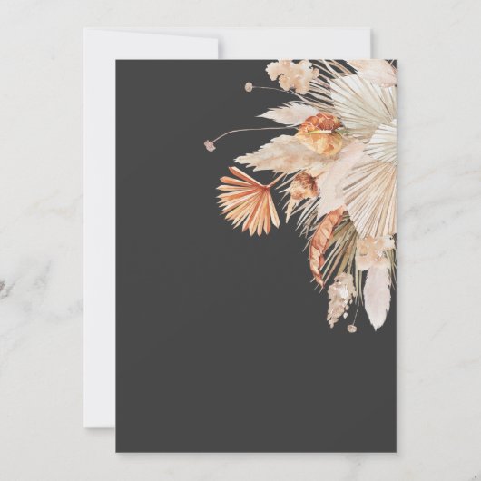 Moderne, donkerboze bodempamapgras save the date (Achterkant)