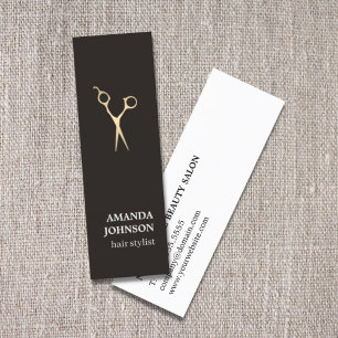 Moderne, donkerbruine Faux Gold-schaar Mini Visitekaartje