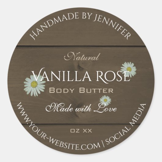 Moderne, donkerbruine-houtachtige etiketten op dag (Voorkant)