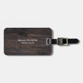 Moderne, donkerbruine houten design Professional Bagagelabel (Voorkant horizontaal)