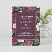 Moderne donkerburgunder pioenrozen save the date k (Staand voorkant)