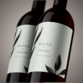 Moderne donkere bladpersonalatie wijn etiket