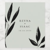 Moderne donkere bladpersonalisatie wijn etiket (Enkel label)