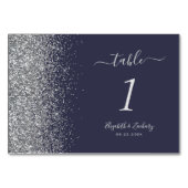 Moderne donkere blauwe zilveren rand bruiloft kaart (Voorkant)
