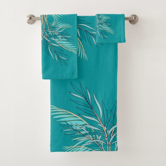 Moderne, donkere Blauwgroen palmkleppen Bad Handdoek (Insitu)