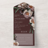 Moderne donkere bloem - brontosjodie - diner all in one uitnodiging (Binnen)