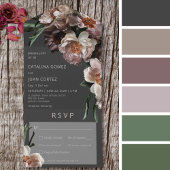 Moderne donkere bloem zwart diner all in one uitnodiging