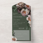 Moderne Donkere Bloemen Groen Geen Diner All In One Uitnodiging (Binnen)