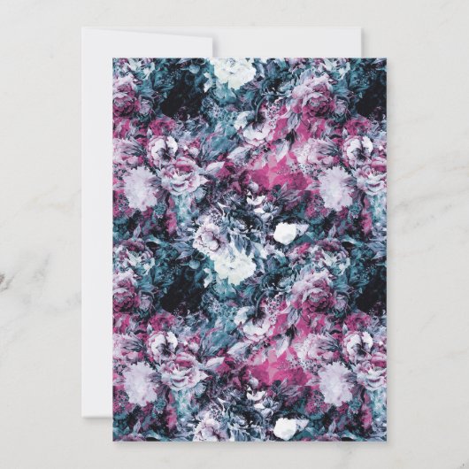 Moderne donkere bloemrijke bruidsmeidenavond kaart (Achterkant)