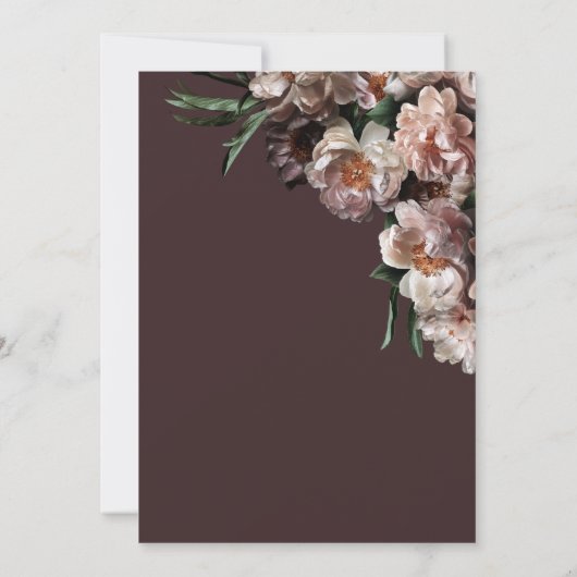 Moderne donkere bloesem bloesems bordeaux bruids b kaart (Achterkant)