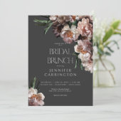 Moderne donkere bloesem bloesems zwart bruids brun kaart (Staand voorkant)