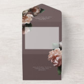 Moderne donkere bloesems bruin geen diner all in one uitnodiging (Buitenkant)