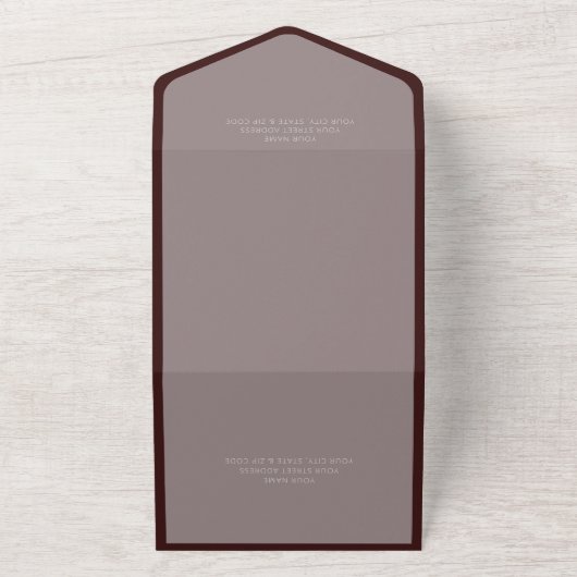 Moderne Donkere bloesems Roze en Bourgogne QR-code All In One Uitnodiging (Buitenkant)