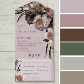 Moderne donkere bloesems zacht roze diner all in one uitnodiging