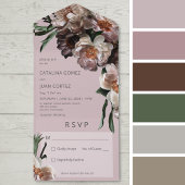 Moderne donkere bloesems zacht roze geen diner all in one uitnodiging