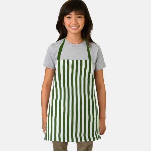 Moderne donkere bos groen & wit verticale strepen schort (Insitu)