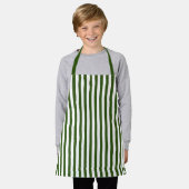Moderne donkere bos groen & wit verticale strepen schort (Gedragen)
