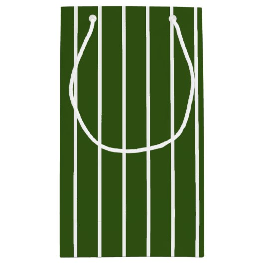 Moderne donkere bos groene en witte strepen klein cadeauzakje (Achterkant)
