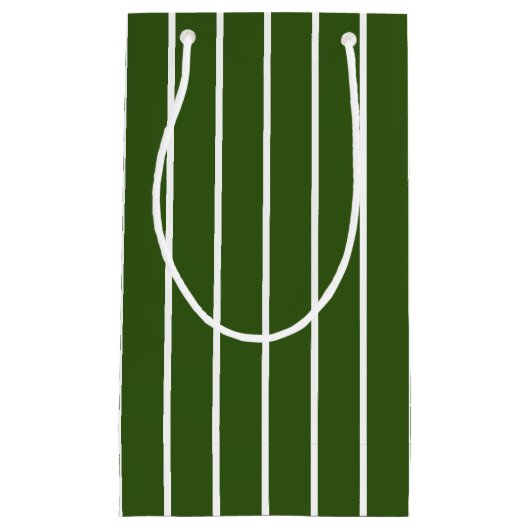 Moderne donkere bos groene en witte strepen klein cadeauzakje (Voorkant)
