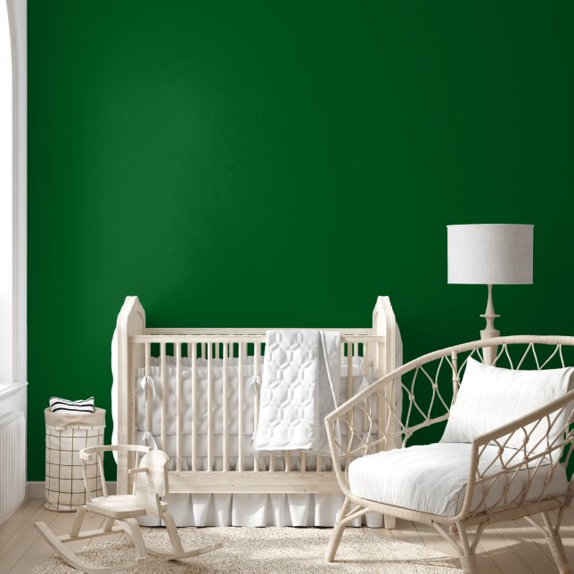 Moderne donkere bosgroene effen kleur  behang (Kinderen)