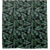 Moderne donkere botanische varen douchegordijn (Voorkant)