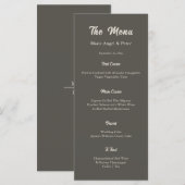 Moderne Donkere Espresso Monogram Huwelijk Menu (Voorkant / Achterkant)