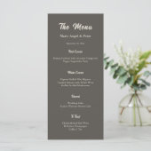 Moderne Donkere Espresso Monogram Huwelijk Menu (Staand voorkant)