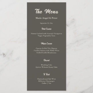 Moderne Donkere Espresso Monogram Huwelijk Menu
