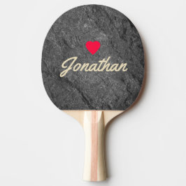 Moderne Donkere Graniet Steen Vintage Hart Handtek Tafeltennisbatje