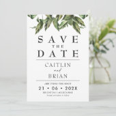 Moderne donkere groene bruiloft bespaart datum kaart (Staand voorkant)