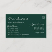 Moderne, donkere groene littersterren met monogram visitekaartje (Achterkant)