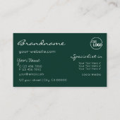 Moderne, donkere groene sparkle glitter sterren me visitekaartje (Achterkant)