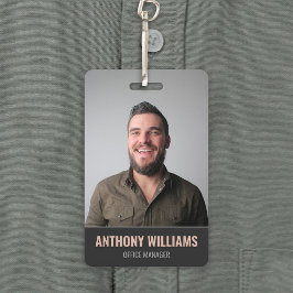 Moderne donkere grote foto werknemer ID Badge