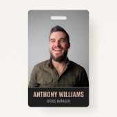 Moderne donkere grote foto werknemer ID Badge (Voorkant)