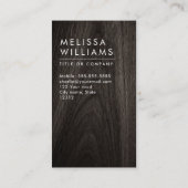 Moderne, donkere houten minimalistische profession visitekaartje (Achterkant)