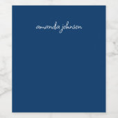 moderne, donkere marineblauw monogram, volledige wijn etiket (Enkel label)