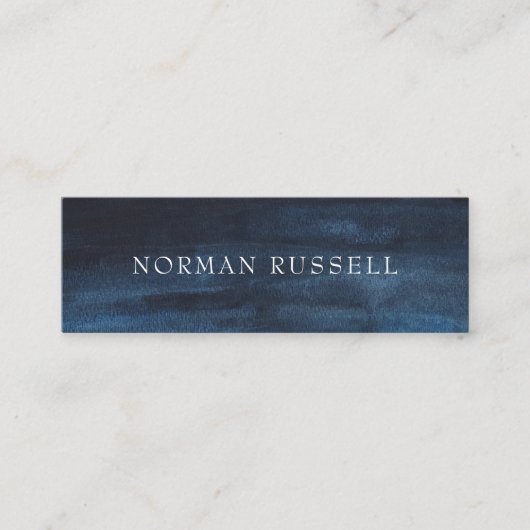 Moderne, donkere marineblauw Waterverf Mini Visitekaartje (Voorkant)