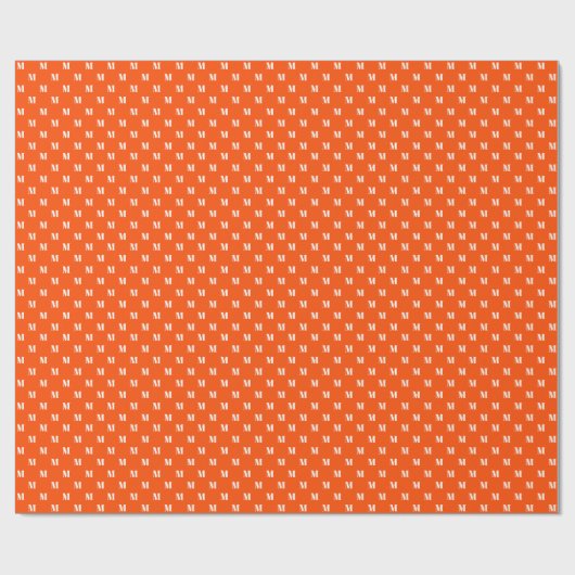 Moderne donkere oranje initiaal monogram op maat cadeaupapier (Vlak)