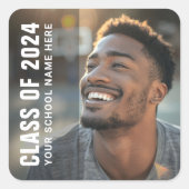 Moderne donkere overlay foto van eindexamenstudent vierkante sticker (Voorkant)